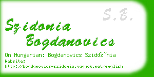 szidonia bogdanovics business card